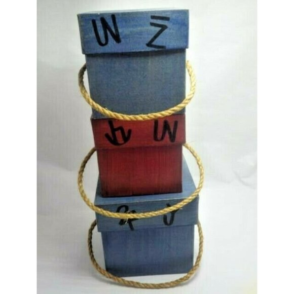 Vintage Western Nesting Boxes Red Blue Branding Iron Design Lot 3 - Picture 1 of 11